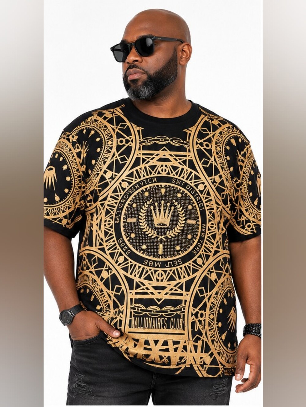 Switch Remarkable Men's 3XL Black Gold Billionaires Club Graphic T-Shirt
